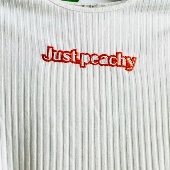 WHITE RIB KNIT LONG SLEEVE ✪ SIZE S ✪ PAPAYA - Picture 2 of 2